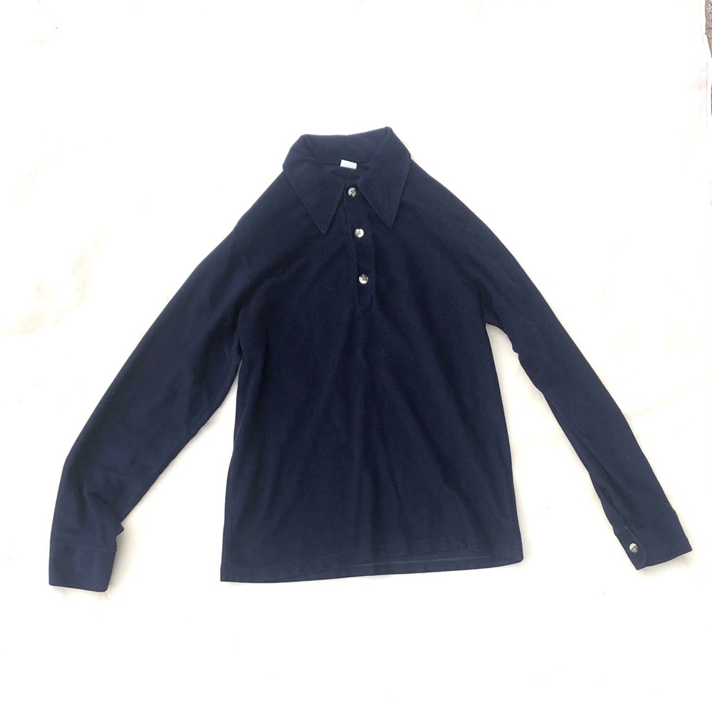 Vintage long sleeve polo with velvet texture.